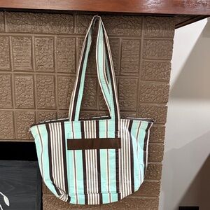Striped Brown and Blue Women's Tote Bag